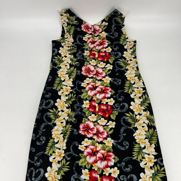 Two Palms Floral Hawaii Sleeveless Midi Ruffle Slit Dress Womens Size M - Picture 8 of 9